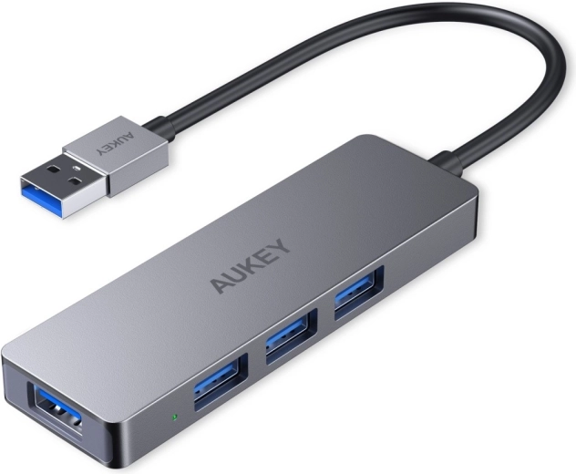 AUKEY ultradunne aluminium USB-hub 4× USB 3.0 (5 Gb/s)