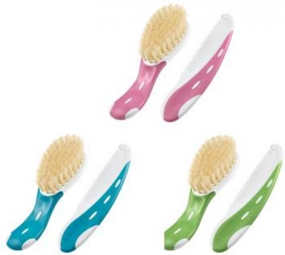 NUK set borstel en kam voor haar roze