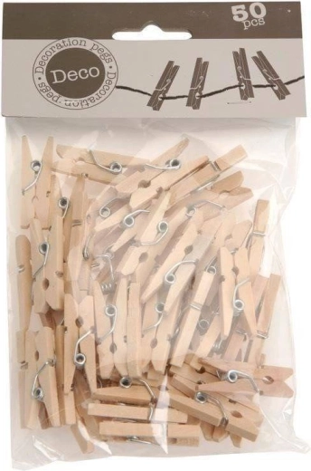 Decoratieve houten mini wasknijpers 2,5 cm, 50 stuks