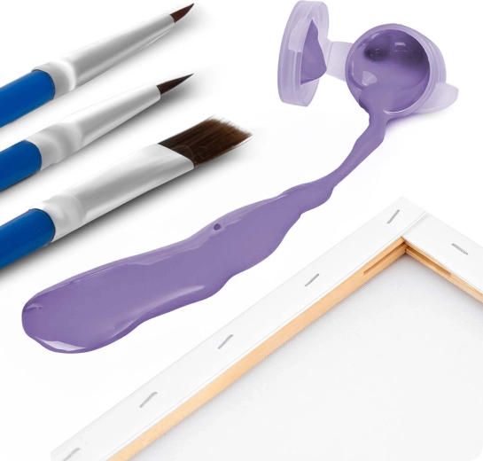 Alles in de set: 30 verven en 3 penselen voor details en vlakken