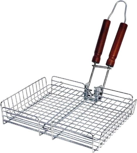BBQ-grillmand met houten handvat 32 × 26 cm