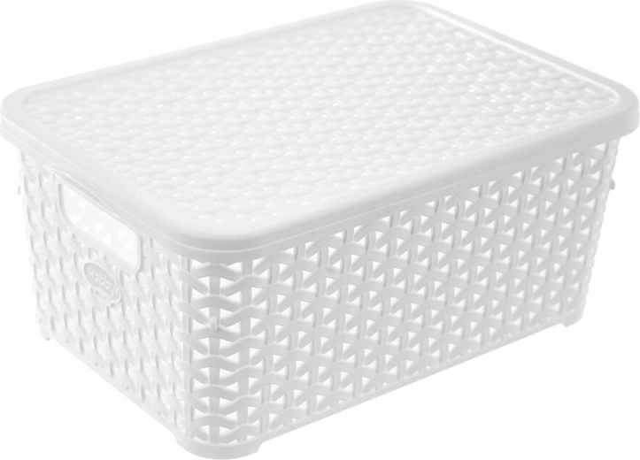 Hobby opbergbox rattan met deksel 6 l wit