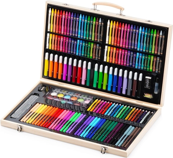 Set met creatieve materialen in houten koffertje 180 stuks