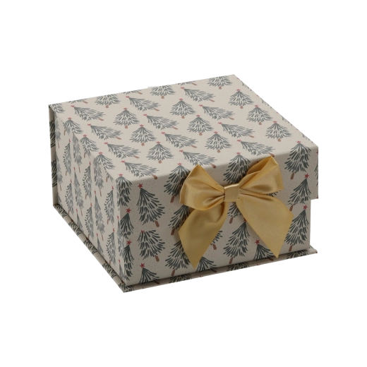 Kerstgeschenkdoos met gouden strik 20 × 20 × 11 cm