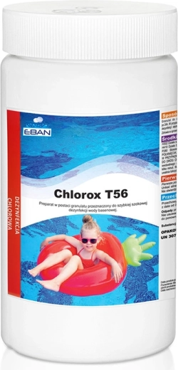 Chlorox T56 granulaat 1 kg voor schokdesinfectie van zwembadwater