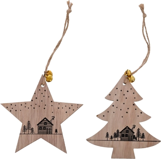 Houten decoratie beige 11 × 13 cm (2 varianten)