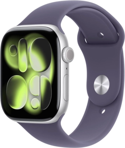 Apple Watch Series 11 GPS + Cellular 46 mm aluminium zilver, sportbandje melkpaars M/L - 1 stuk