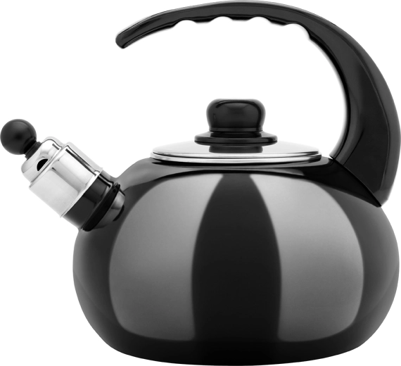 Geëmailleerde fluitketel 2,5 l zwart
