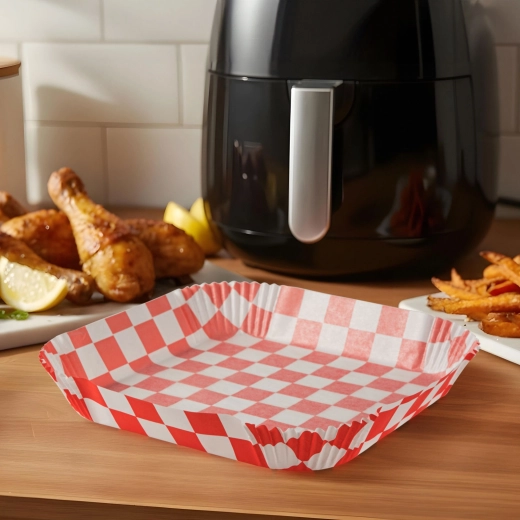 Bakpapier voor heteluchtfriteuse, geruit, vierkant 23 cm, 50 stuks