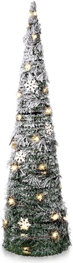 Sneeuweffect en houten sneeuwvlokken