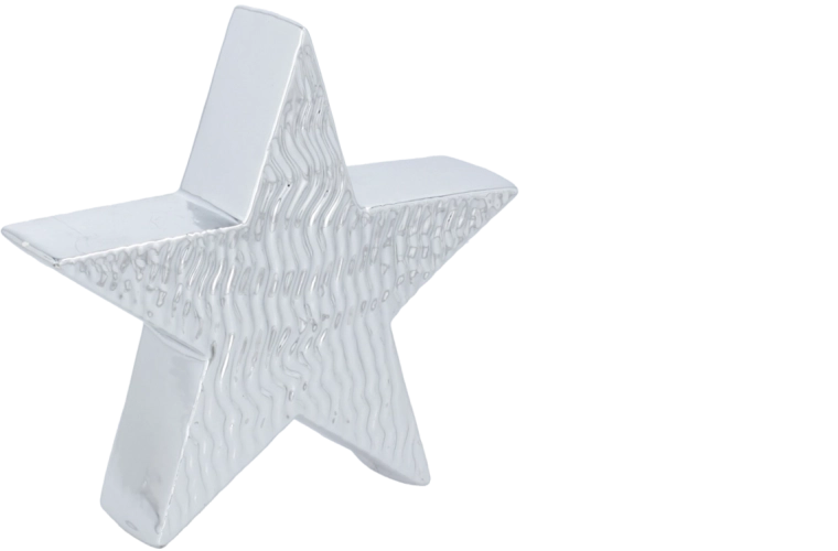Zilveren staande kerstdecoratie ster