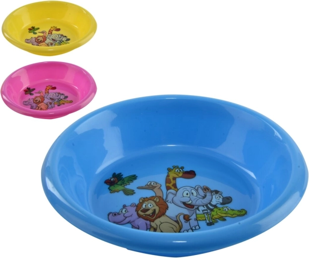 Kinder kunststof kom van UH met decor, rond 15 cm (mix)