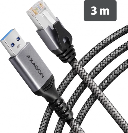 AXAGON Gigabit Ethernet-adapter USB-A met geïntegreerde CAT6 RJ-45-kabel van 3 m
