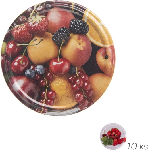 Orion metalen inmaakdeksels TO 66 met fruitmotief - 10 stuks