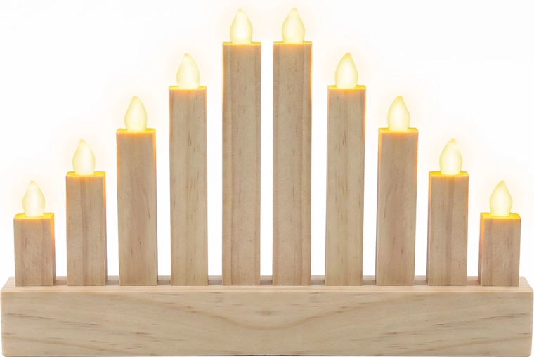 Solight houten LED-kandelaar met 10 lichtjes