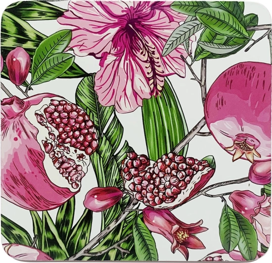 Set van 4 onderzetters Hibiscus 10 × 10 cm in cadeauverpakking