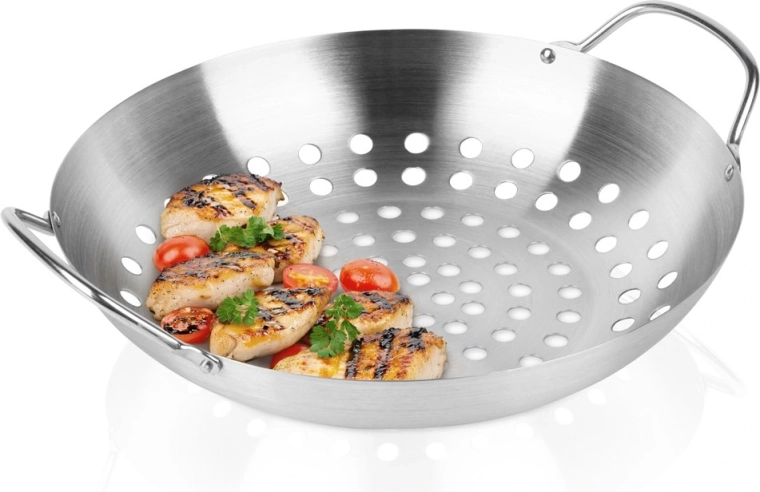 Vilde geperforeerde grillmand van roestvrij staal 28 cm