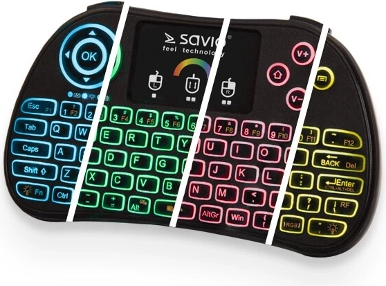 draadloos verlicht mini-toetsenbord met touchpad RGB voor smart-tv, tv-box, consoles en pc