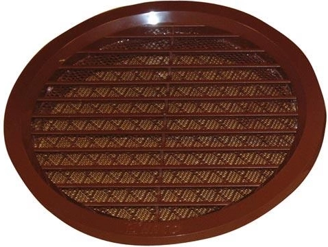 Kunststof ventilatierooster met gaas, diameter 125 mm – Bruin