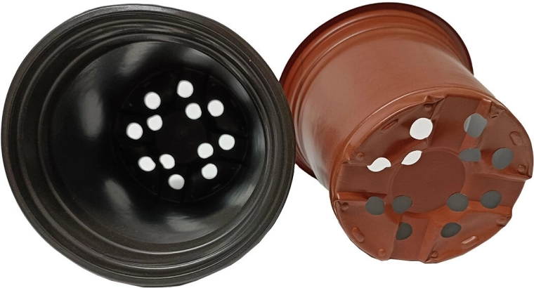 Lichtgewicht bloempot 12,8 cm terracotta/zwart