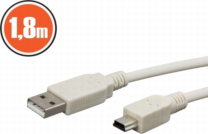 USB 2.0-kabel A naar mini B 1,8 m wit