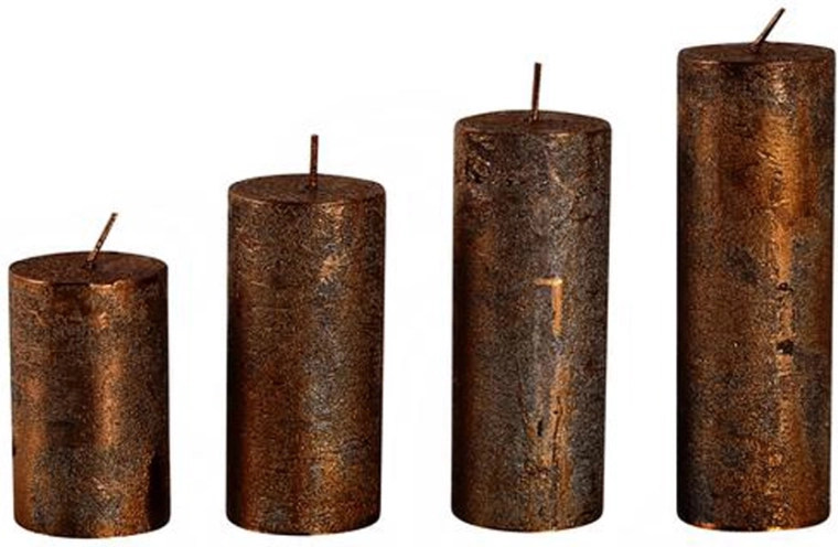 Rustieke adventskaarsen Provence in koperkleur, 4 stuks