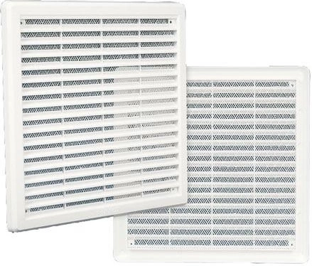 Ventilatierooster met gaas, wit 150 × 150 mm