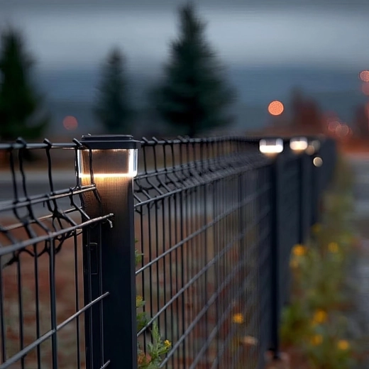 Elegante verlichting van hek en paden