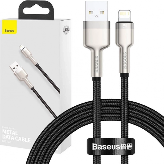 USB‑A naar Lightning‑kabel BASEUS Cafule 1 m, 2,4 A – zwart