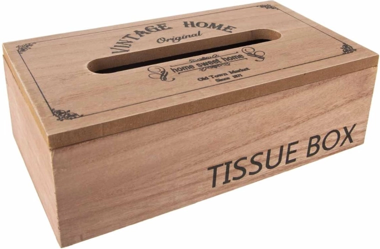 Bruine houten box voor papieren zakdoekjes