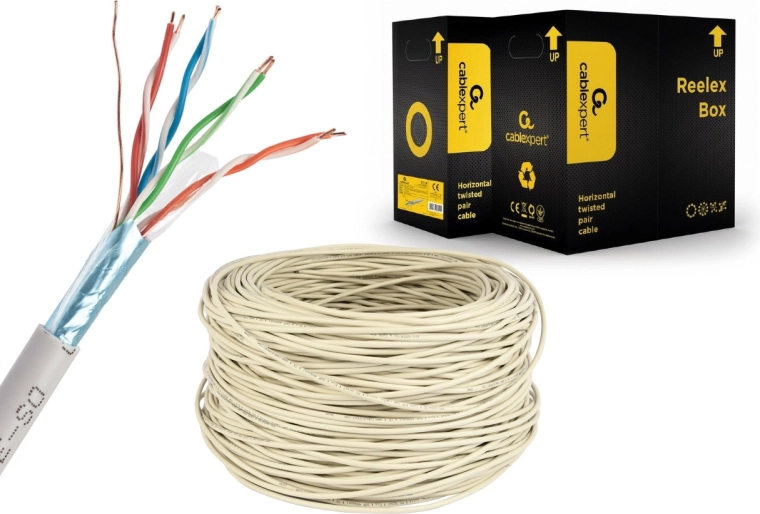 Afgeschermde installatiekabel FTP Cat 5e AWG24 305 m grijs