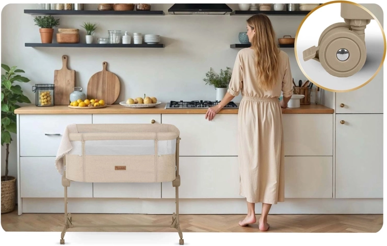 Mobiel en stabiel dankzij 4 wielen met remmen