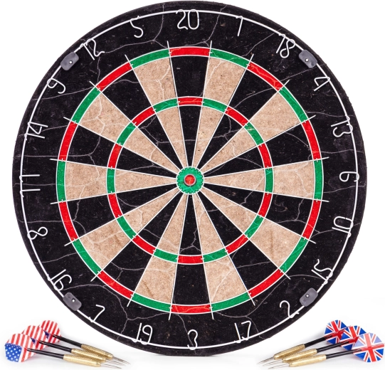 Sisal dartbord 46 cm met 6 metalen dartpijlen