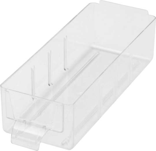 Klein plastic doosje S met tussenschotten 13,8 × 5,2 × 3,5 cm