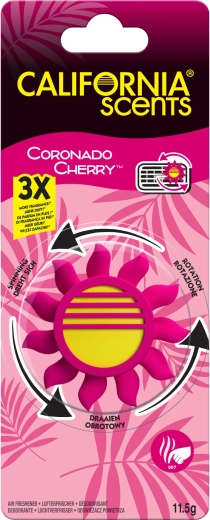 Auto luchtverfrisser voor ventilatierooster CALIFORNIA SCENTS Coronado Cherry met roterend mechanisme