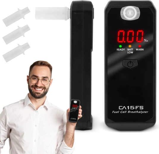 Alcoholtester CA15FS met elektrochemische sensor en 3 mondstukken