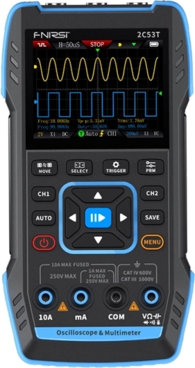FNIRSI 2C53T draagbare oscilloscoop, multimeter en signaalgenerator 3-in-1