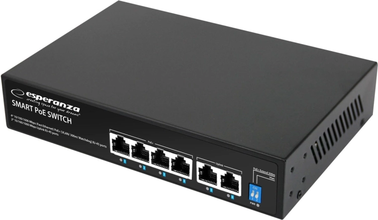 Netwerk-PoE-switch Esperanza GOLIATH 6-poorts 65 W