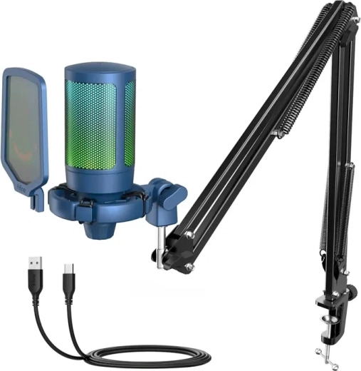 Gaming USB-microfoon Fifine AmpliGame A6T blauw