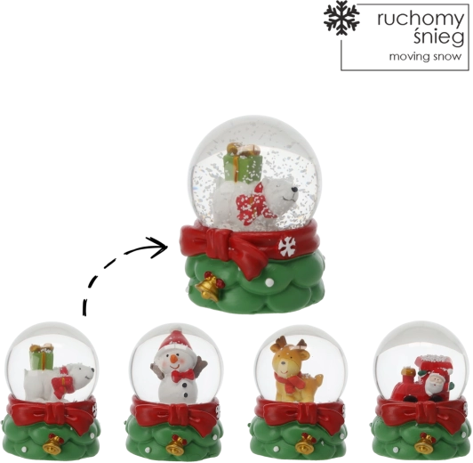Kerst-led-sneeuwbol met figuurtje - 1 stuk