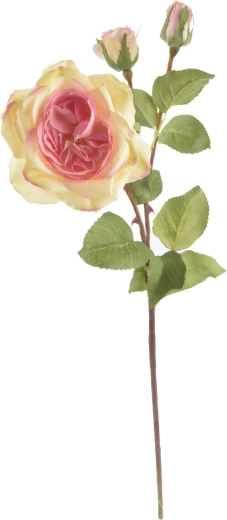 Kunstroos geel-roze 52 cm