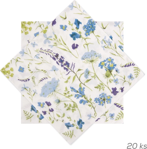 Papieren servetten met bloemenmotief paars 33 × 33 cm 20 stuks