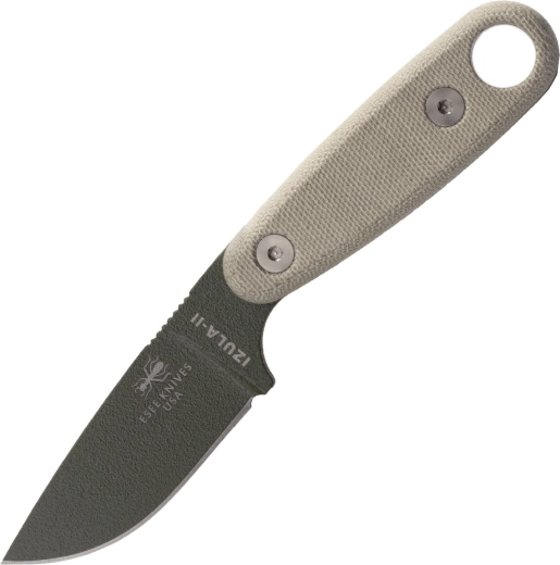 ESEE Izula II groene nekmes met micarta handgreep en zwart foedraal