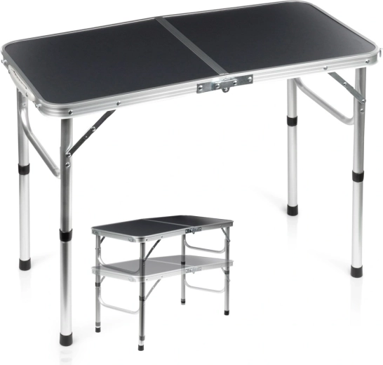 Vilde opvouwbare kampeertafel 2-in-1 grafiet 80 × 40 cm