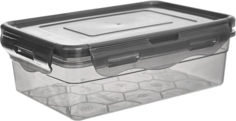 Plastic voedselcontainer met deksel en siliconen afdichting, grijs, 850 ml