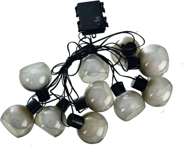 LED-lichtsnoer met glazen kapjes, geel licht, 2 m, 10 LED