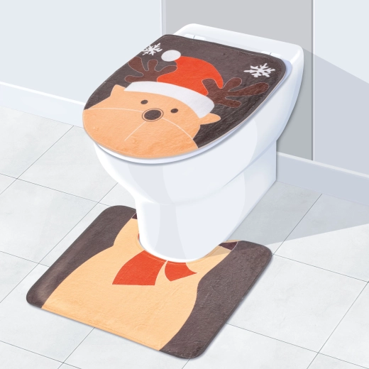 Kerstdecoratie voor de wc-bril met rendier
