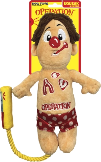 Pluchen hondenspeeltje HASBRO Operation Cavity Sam met touw en pieper 30 cm