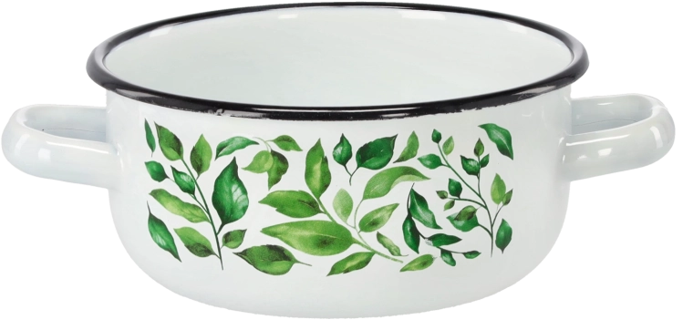 Gemailleerd steelpannetje met twee handgrepen 1,5 l, 16 cm, wit Ficus
