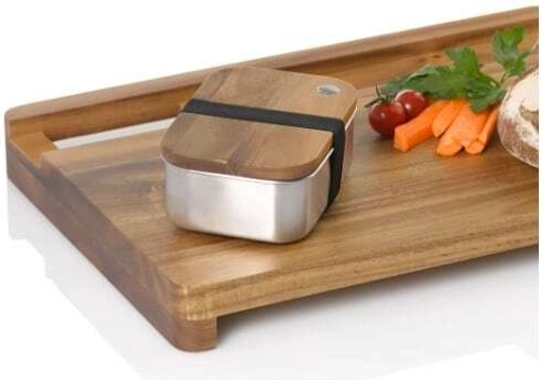 Geïntegreerde roestvrijstalen box met houten deksel